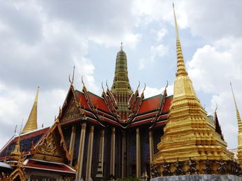 Low angle view of pagoda against sky