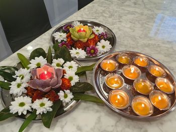 Diwali flower and light deco
