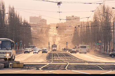 Traffic on road in city