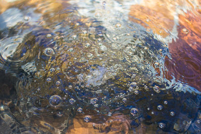 High angle view of bubbles in water