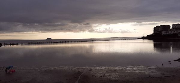 Scenic view of sea against sky at sunset