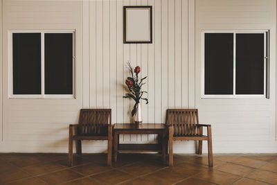 Set of wooden chairs in living room for relax for relax