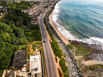 High angle view of beach