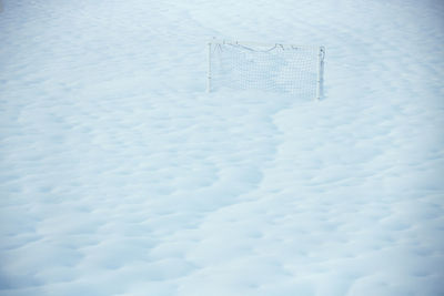 High angle view of snow covered land