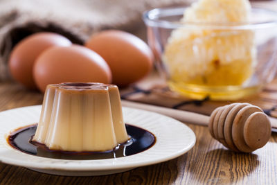 Close-up of drink in jar on table