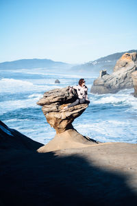 Scenic view of sea against clear sky