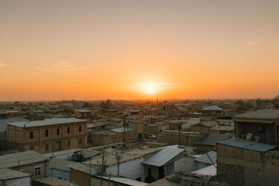 Bukhara, uzbekistan. december 2022. view of the old town at sunset
