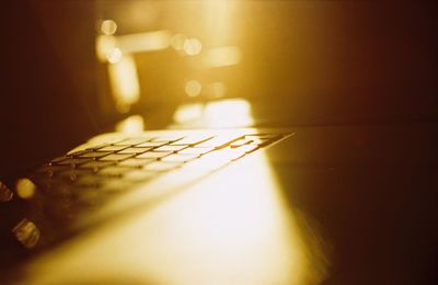 Close-up of laptop on table