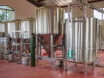 Craft beer brewery equipment indoors