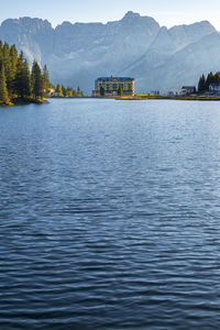 Scenic view of lake against sky