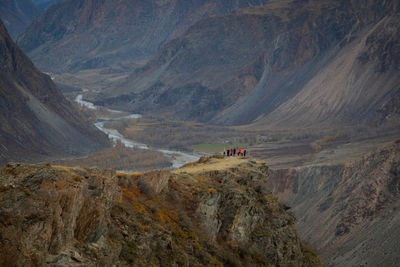 Scenic view of valley and mountains