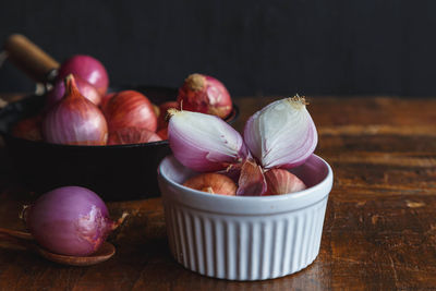 Close-up of vegetables in bowl on table