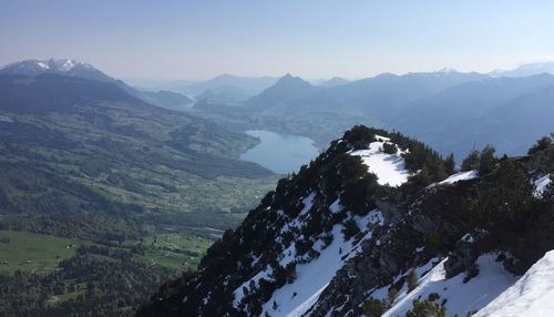 Scenic view of mountains against clear sky