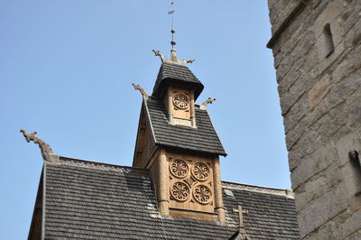 Low angle view of building against clear sky