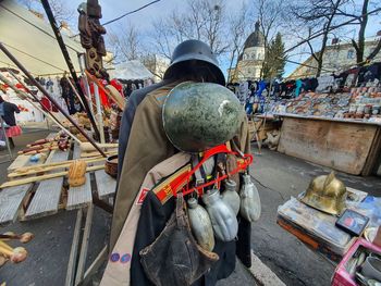 An old army helmet at the flea market of lviv