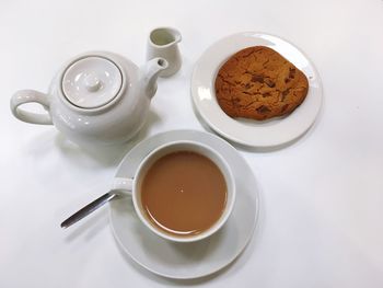 High angle view of coffee on table