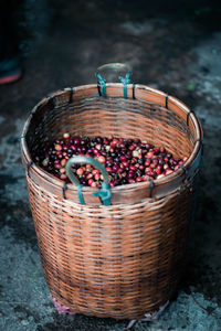 High angle view of fruits in basket