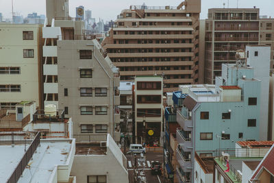 Buildings in city. view over houses in tokyo, japan.