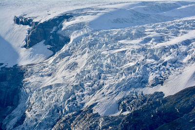 Aerial view of snowcapped mountains