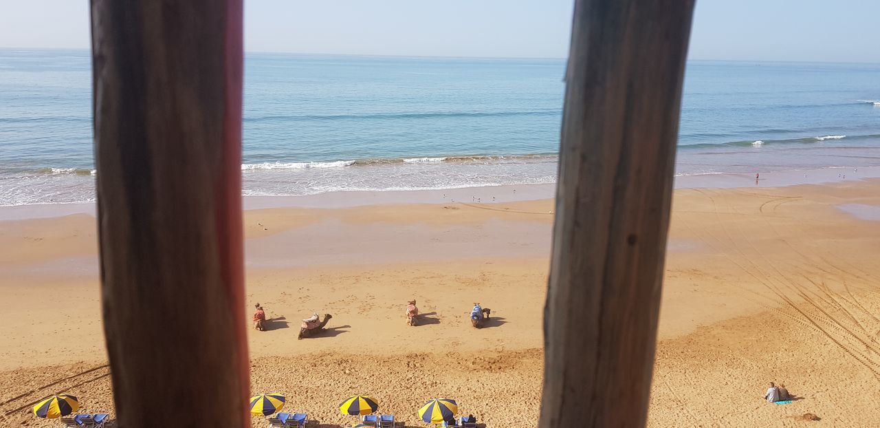 SCENIC VIEW OF SEA AGAINST SKY SEEN THROUGH BEACH