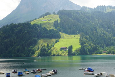 Scenic view of lake and mountains