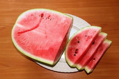 High angle view of fruits on table