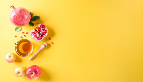 High angle view of fruits on table