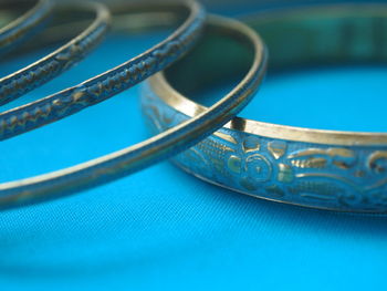 Close-up of blue table