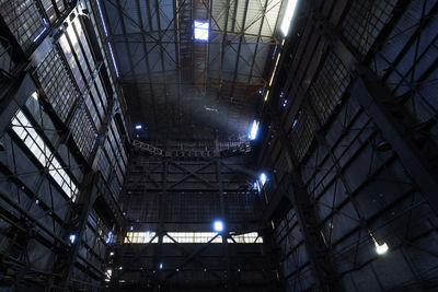 Low angle view of illuminated building at night