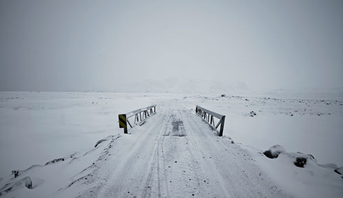 Simple bridge in the icelandic highlands during winter