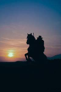 Silhouette of horse against sky during sunset