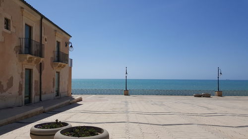 View of calm sea against clear sky