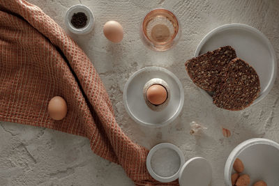 High angle view of food on table