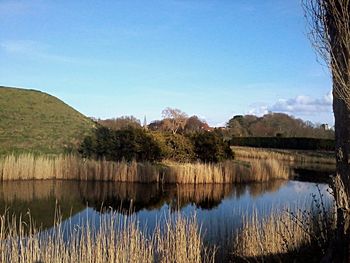 Scenic view of lake against clear sky