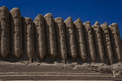 Low angle view of old ruin against clear sky