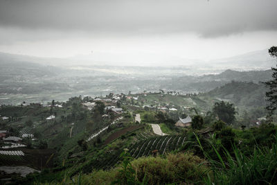 High angle view of townscape against sky