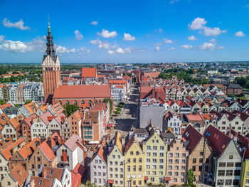 Aerial view of the old town in elblag, poland