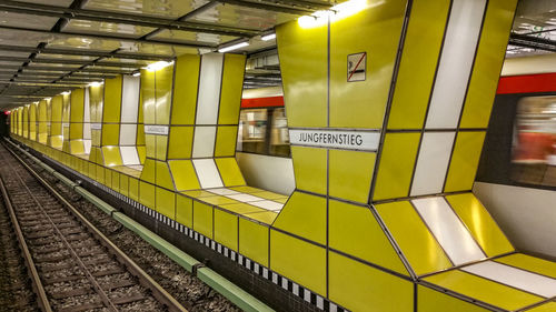 Train on railroad station platform