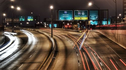 Light trails at night