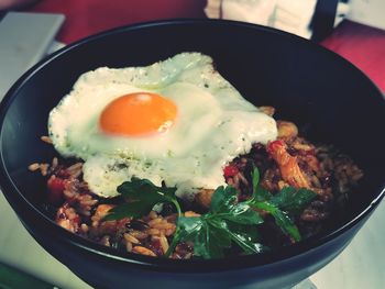 Close-up of meal served in bowl