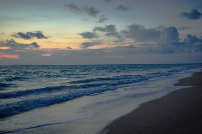 Scenic view of sea against sky during sunset