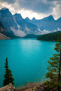 View of lake against cloudy sky