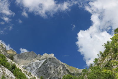 Low angle view of mountains against sky