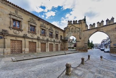 Low angle view of old building against sky
