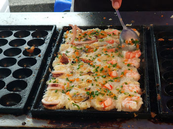 Close-up of food on barbecue grill