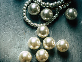 High angle view of coins on table