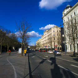 City street against blue sky