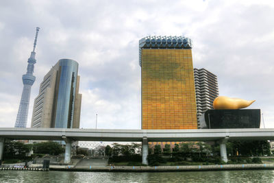 Low angle view of skyscraper against sky