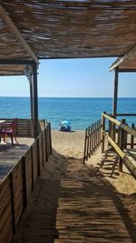 Empty wooden pier on sea