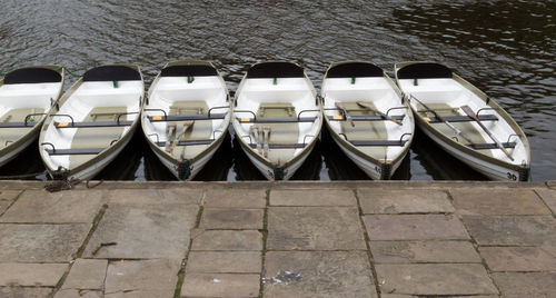 Row of boats in lake